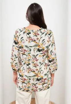 LC WAIKIKI Scoop Collar Patterned Long Sleeve Viscose Women's Shirt -LC WAIKIKI popular shop lc waikiki 6444 5838236 4