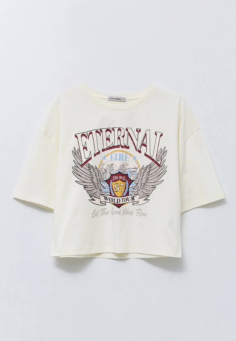 LC WAIKIKI Crew Neck Printed Short Sleeve Cotton Women's T-Shirt 6 LC WAIKIKI Crew Neck Printed Short Sleeve Cotton Women's T-Shirt - Image 4