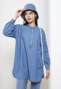 LC WAIKIKI Judge Collar Straight Long Sleeve Women's Rodeo Jean Tunic -LC WAIKIKI popular shop lc waikiki 6501 3788726 3