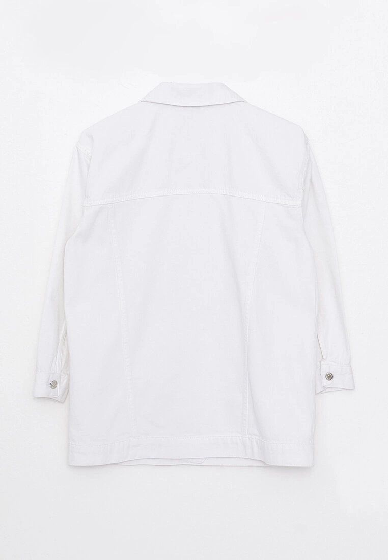 LC WAIKIKI Shirt Collar Straight Long Sleeve Women's Jean Jacket 4 LC WAIKIKI Shirt Collar Straight Long Sleeve Women's Jean Jacket - Image 2