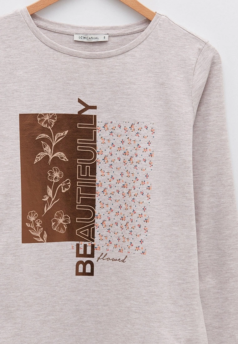 LC WAIKIKI Crew Neck Printed Long Sleeve Women's T-Shirt 4 LC WAIKIKI Crew Neck Printed Long Sleeve Women's T-Shirt - Image 2