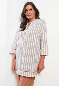 LC WAIKIKI Women's Crew Neck Striped Cotton Tunic