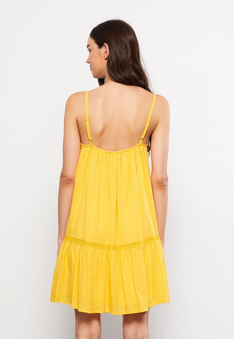 LC WAIKIKI Square Collar Embroidered Strap Poplin Women's Dress 7 LC WAIKIKI Square Collar Embroidered Strap Poplin Women's Dress - Image 5