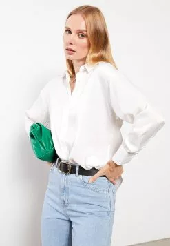 LC WAIKIKI Front Button Closure Straight Long Sleeve Satin Women's Shirt -LC WAIKIKI popular shop lc waikiki 6518 0819726 2