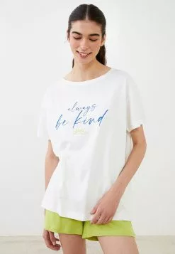 LC WAIKIKI Crew Neck Printed Short Sleeve Cotton Women's Pajamas Set