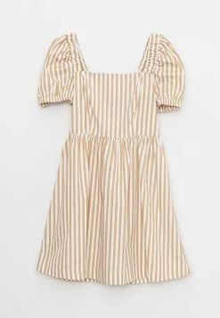 LC WAIKIKI Square Neckline Striped Balloon Sleeve Cotton Women's Dress -LC WAIKIKI popular shop lc waikiki 6527 7365726 6