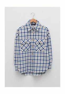 LC WAIKIKI Front Button Closure Plaid Long Sleeve Tweed Women's Shirt Jacket -LC WAIKIKI popular shop lc waikiki 6534 0506726 6