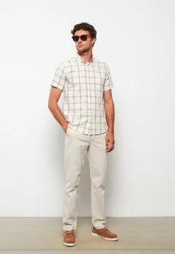 LC WAIKIKI Regular Fit Short Sleeve Plaid Poplin Men's Shirt