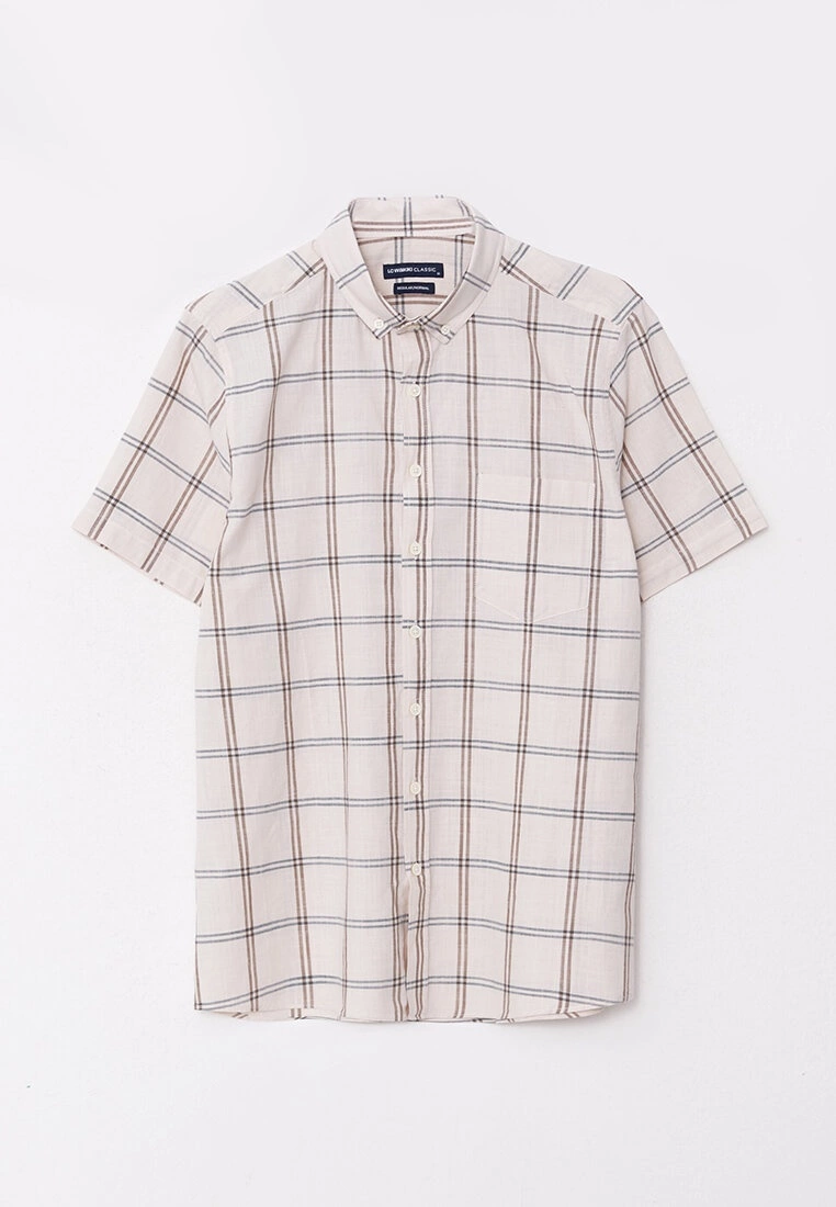 LC WAIKIKI Regular Fit Short Sleeve Plaid Poplin Men's Shirt 8 LC WAIKIKI Regular Fit Short Sleeve Plaid Poplin Men's Shirt - Image 6