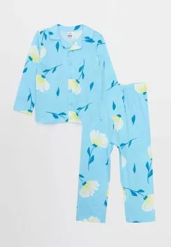 LC WAIKIKI Polo Collar Long Sleeved Printed Cotton Baby Girl Pajamas Set 2-Pack