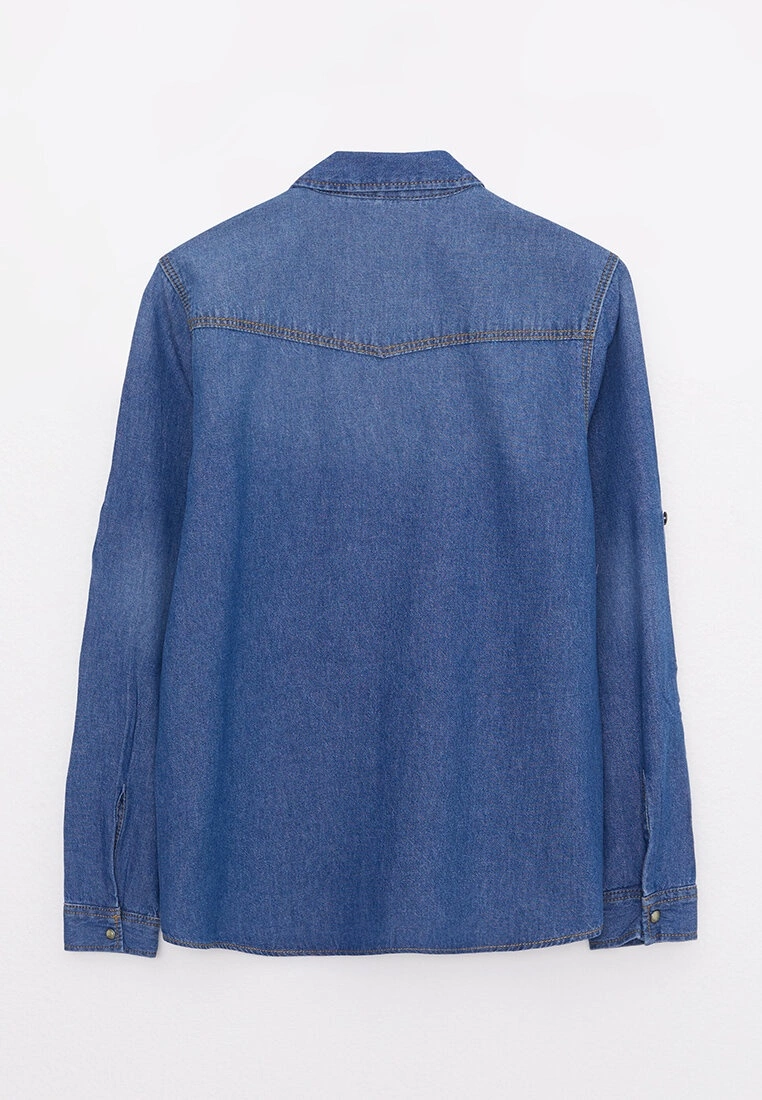 LC WAIKIKI Basic Long Sleeve Boy Jean Shirt 4 LC WAIKIKI Basic Long Sleeve Boy Jean Shirt - Image 2