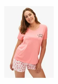 LC WAIKIKI Crew Neck Printed Short Sleeve Cotton Short Pajamas Set