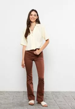 LC WAIKIKI Front Button Closure Short Sleeve Muslin Women's Shirt -LC WAIKIKI popular shop lc waikiki 6890 7223036 3