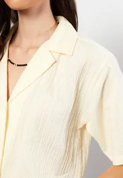 LC WAIKIKI Front Button Closure Short Sleeve Muslin Women's Shirt -LC WAIKIKI popular shop lc waikiki 6890 7223036 4