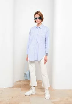 LC WAIKIKI Shirt Collar Striped Long Sleeve Women's Tunic -LC WAIKIKI popular shop lc waikiki 6898 7623036 2