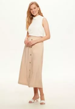 LC WAIKIKI Button Detailed Viscose Skirt -LC WAIKIKI popular shop lc waikiki 6909 9920795 4