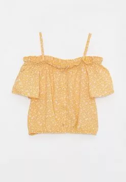 LC WAIKIKI Boat Neck Pattern Short Sleeve Viscose Girls Blouse