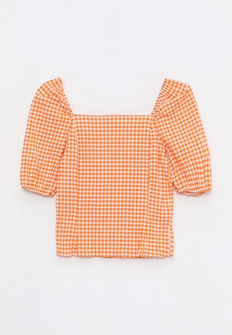 LC WAIKIKI Square Collar Plaid Short Sleeve Women's Blouse 8 LC WAIKIKI Square Collar Plaid Short Sleeve Women's Blouse - Image 6