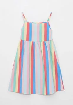 LC WAIKIKI Square Neckline Striped Strap Poplin Girl Dress