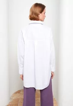 LC WAIKIKI Shirt Collar Straight Long Sleeve Oversize Poplin Women's Tunic -LC WAIKIKI popular shop lc waikiki 6947 6623036 5