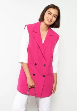 LC WAIKIKI Double Breasted Collar Plain Women's Vest