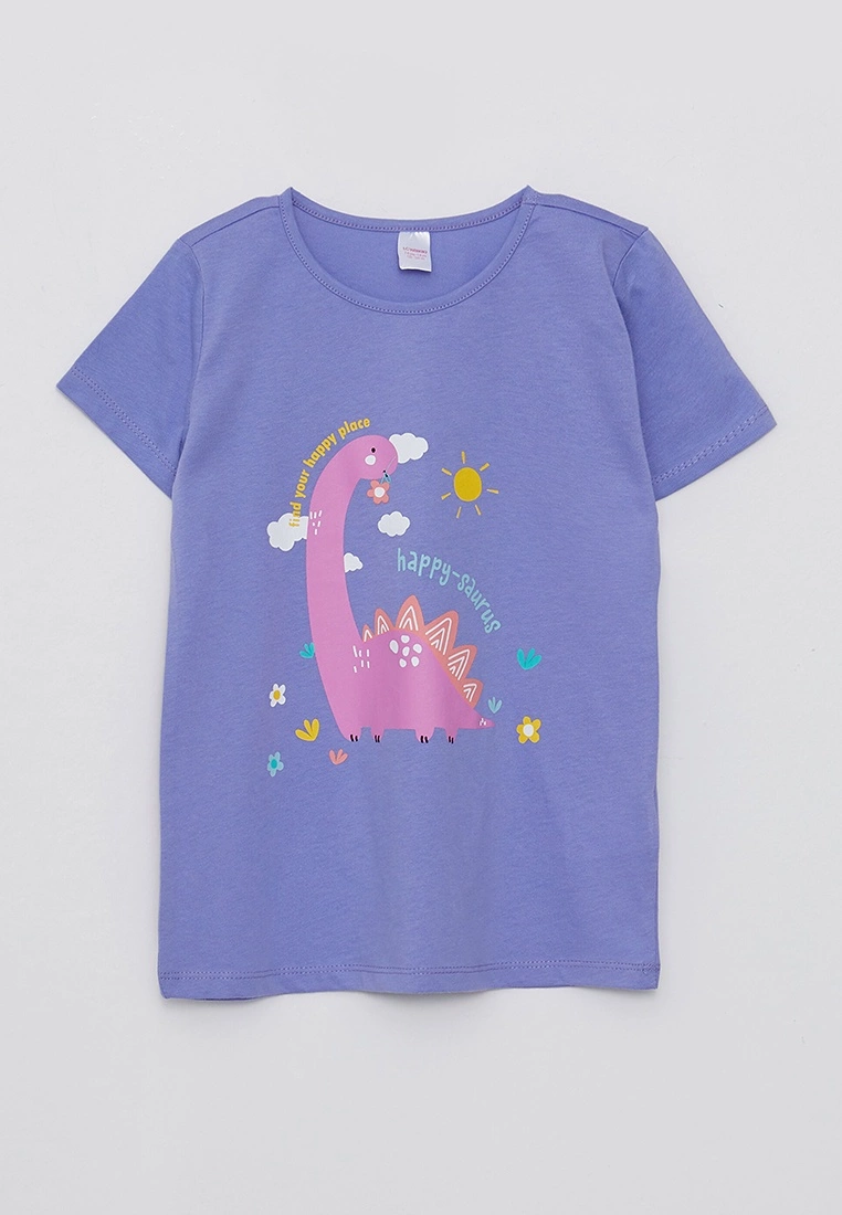 LC WAIKIKI Crew Neck Printed Short Sleeve Girls Pajamas Set 4 LC WAIKIKI Crew Neck Printed Short Sleeve Girls Pajamas Set - Image 2