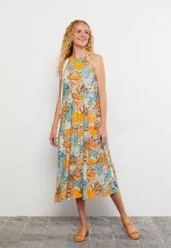 LC WAIKIKI Halter Neck Patterned Sleeveless Viscose Women's Dress -LC WAIKIKI popular shop lc waikiki 7400 5718236 5