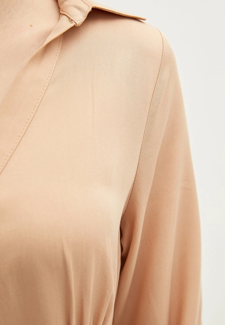 LC WAIKIKI Shirt Collar Straight Long Sleeve Gabardine Women's Dress 7 LC WAIKIKI Shirt Collar Straight Long Sleeve Gabardine Women's Dress - Image 5