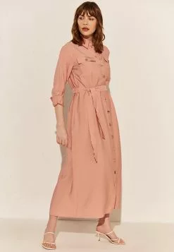 LC WAIKIKI Waistband Shirt Dress Made Of Textured Fabric -LC WAIKIKI popular shop lc waikiki 7546 6033036 3