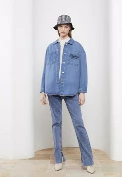 LC WAIKIKI Shirt Collar Mickey Mouse Printed Long Sleeve Women's Rodeo Jean Jacket -LC WAIKIKI popular shop lc waikiki 7590 3015916 3