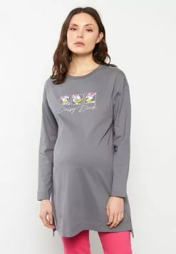 LC WAIKIKI Crew Neck Daisy Duck Printed Long Sleeve Cotton Maternity Tunic -LC WAIKIKI popular shop lc waikiki 7825 6620236 4
