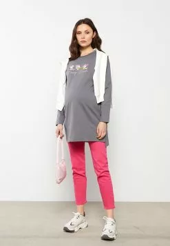 LC WAIKIKI Crew Neck Daisy Duck Printed Long Sleeve Cotton Maternity Tunic -LC WAIKIKI popular shop lc waikiki 7825 6620236 5