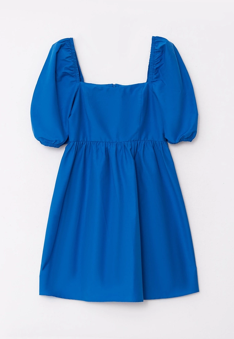 LC WAIKIKI Square Collar Straight Balloon Sleeve Cotton Women's Dress 3 LC WAIKIKI Square Collar Straight Balloon Sleeve Cotton Women's Dress