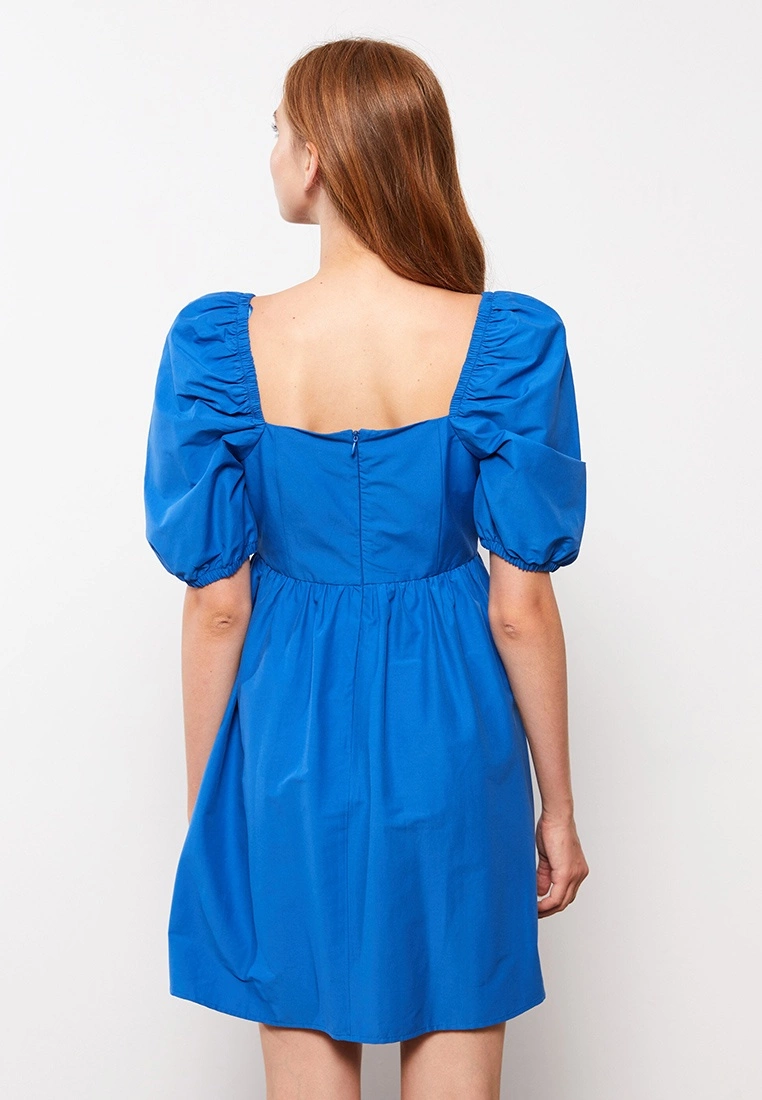 LC WAIKIKI Square Collar Straight Balloon Sleeve Cotton Women's Dress 5 LC WAIKIKI Square Collar Straight Balloon Sleeve Cotton Women's Dress - Image 3