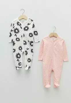 LC WAIKIKI V Neck Long Sleeve Cotton Baby Girl Jumpsuit 2 Pieces