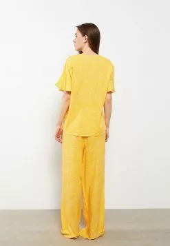 LC WAIKIKI V Neck Patterned Short Sleeve Viscose Women's Pajamas Set -LC WAIKIKI popular shop lc waikiki 8107 9585326 5