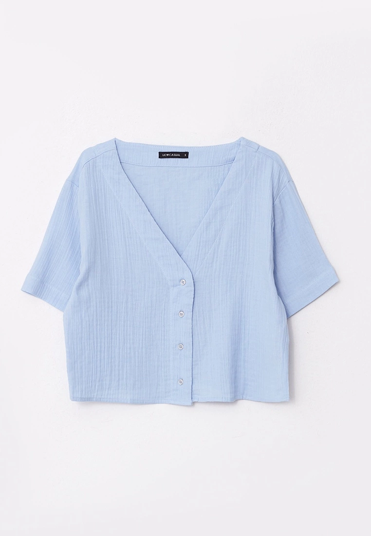 LC WAIKIKI V Neck Straight Short Sleeve Women Blouse 8 LC WAIKIKI V Neck Straight Short Sleeve Women Blouse - Image 6