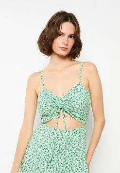 LC WAIKIKI Heart Collar Floral Strap Viscose Women's Dress -LC WAIKIKI popular shop lc waikiki 8131 4753036 3