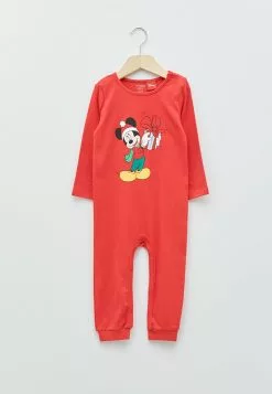 LC WAIKIKI Crew Neck Long Sleeve Mickey Mouse Printed Cotton Baby Boy Rompers 2 Pack -LC WAIKIKI popular shop lc waikiki 8162 9987236 2
