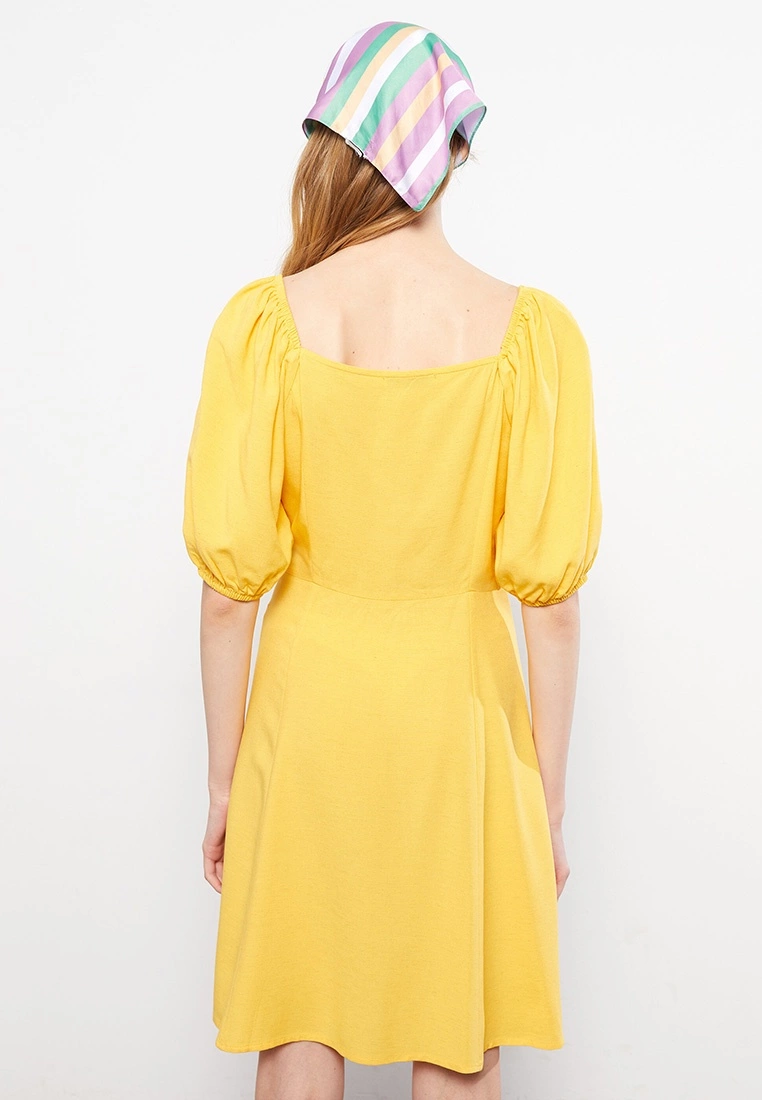 LC WAIKIKI Sweetheart Collar Straight Short Sleeve Women's Dress 7 LC WAIKIKI Sweetheart Collar Straight Short Sleeve Women's Dress - Image 5