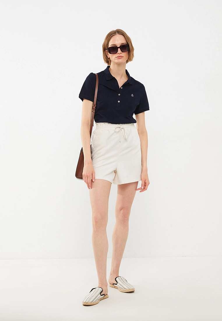 LC WAIKIKI Polo Neck Embroidered Short Sleeve Women's T-Shirt 3 LC WAIKIKI Polo Neck Embroidered Short Sleeve Women's T-Shirt