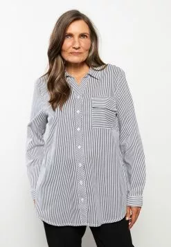 LC WAIKIKI Striped Shirt Collar Long Sleeve Cotton Women's Tunic