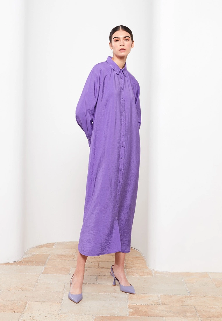 LC WAIKIKI Shirt Collar Straight Long Sleeve Women Dress 3 LC WAIKIKI Shirt Collar Straight Long Sleeve Women Dress