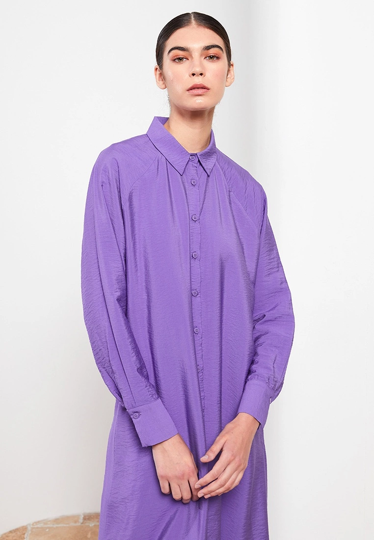 LC WAIKIKI Shirt Collar Straight Long Sleeve Women Dress 4 LC WAIKIKI Shirt Collar Straight Long Sleeve Women Dress - Image 2