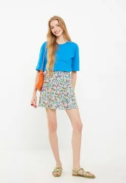 LC WAIKIKI Zippered Waist Floral Viscose Women's Short Skirt