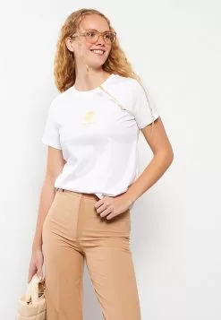 LC WAIKIKI Crew Neck Embroidered Short Sleeve Women's T-Shirt
