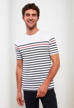 LC WAIKIKI Crew Neck Short Sleeve Striped Pique Men's T-Shirt