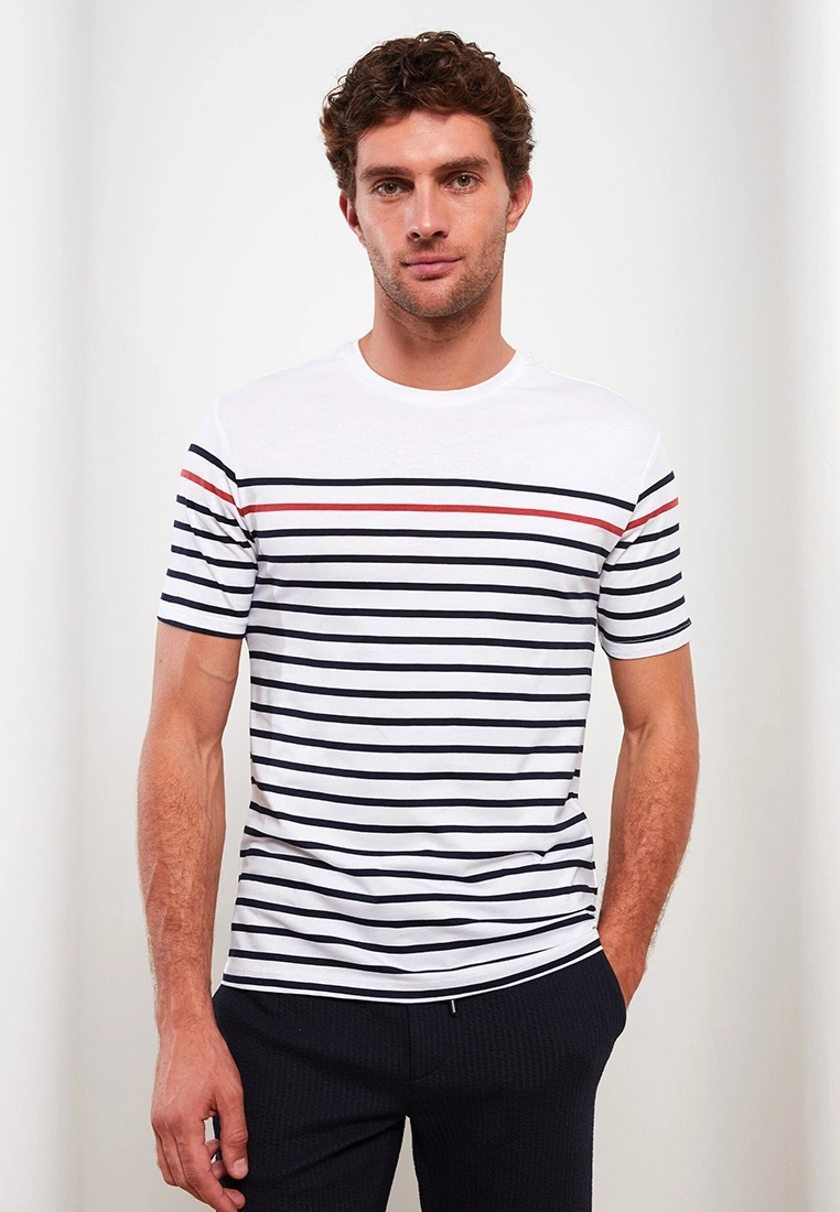 LC WAIKIKI Crew Neck Short Sleeve Striped Pique Men's T-Shirt 4 LC WAIKIKI Crew Neck Short Sleeve Striped Pique Men's T-Shirt - Image 2
