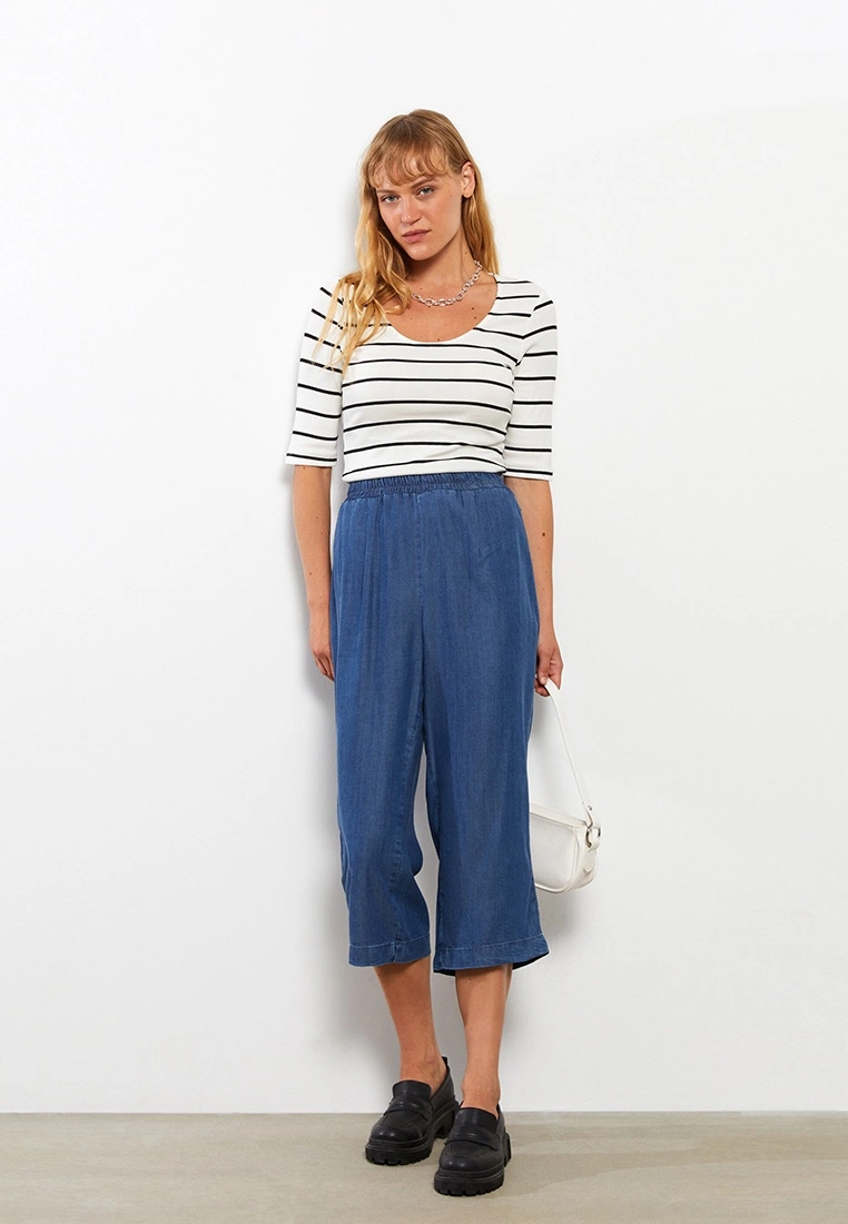 LC WAIKIKI Women's Straight Elastic Waist Jean Capri 3 LC WAIKIKI Women's Straight Elastic Waist Jean Capri