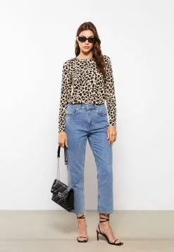 LC WAIKIKI Crew Neck Patterned Long Sleeve Women's T-Shirt